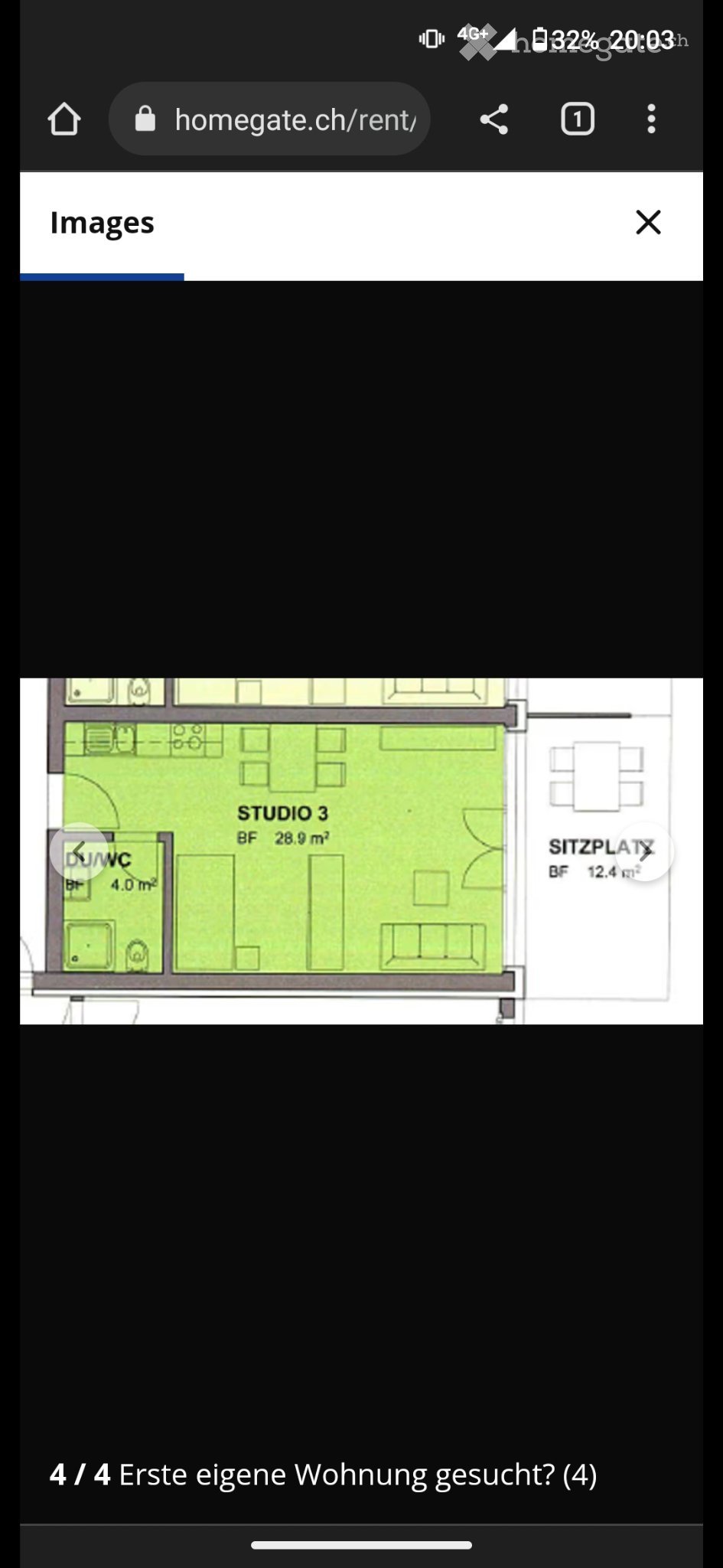 1 ½ rooms apartment