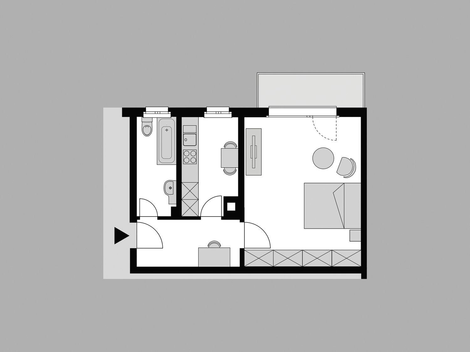 1 ½ pièces appartement meublé