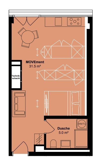 1 ½ rooms apartment