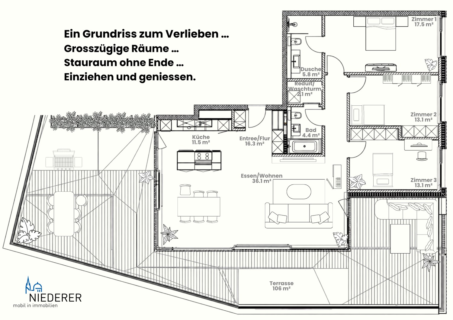 Appartement en attique de 4 ½ pièces