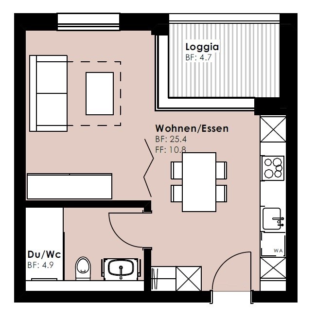 1 ½ rooms apartment
