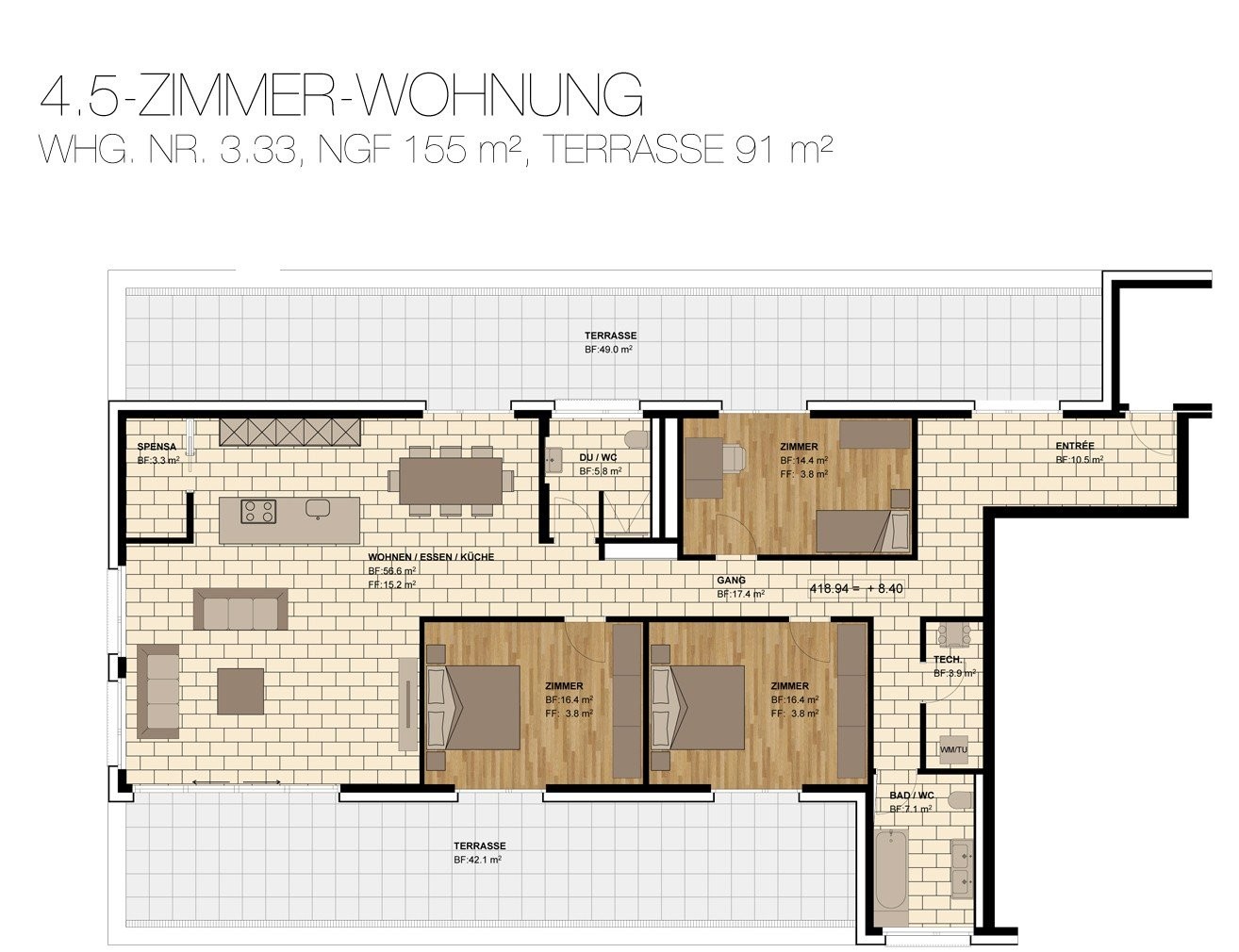 4 ½ pièces appartement au grenier