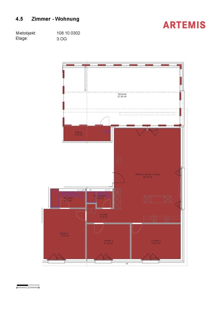 3 ½ rooms attic flat