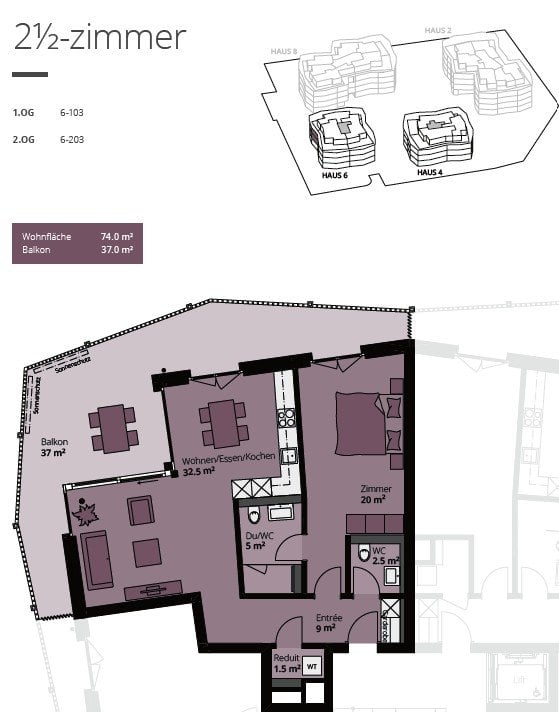 Appartamento di 2 ½ locali, foto 3 di 4