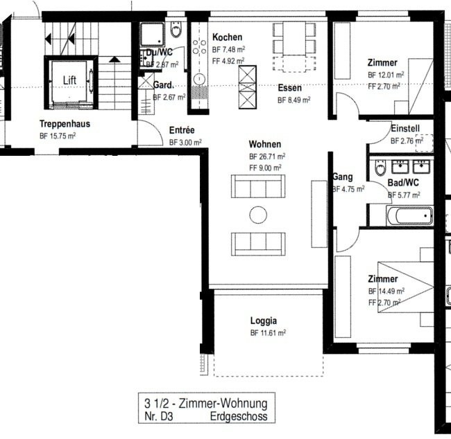 3 ½ pièces appartement