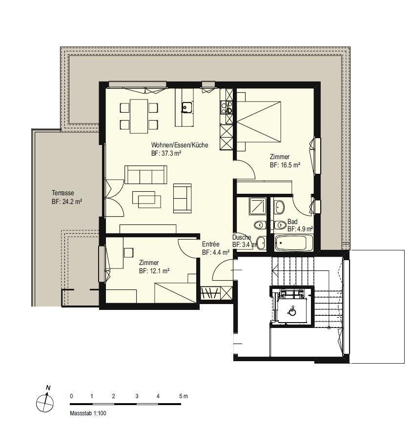 3 ½ rooms attic flat