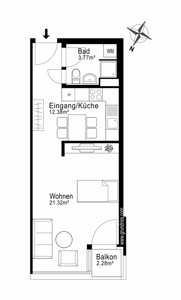 Appartement de 2 pièces