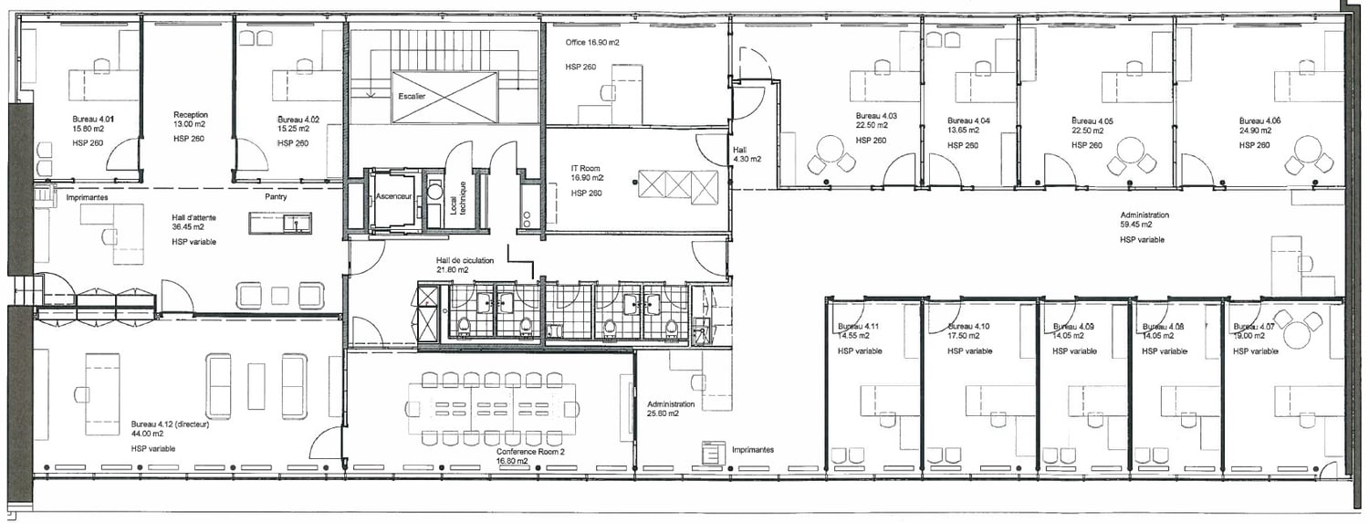 640m² office