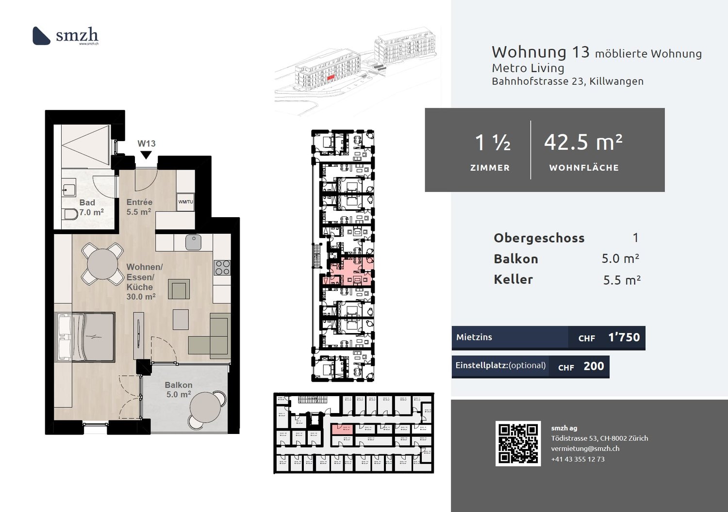 1 ½ rooms apartment