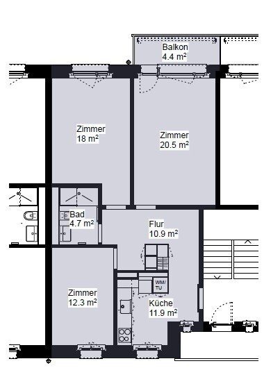 3 rooms apartment
