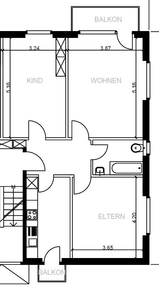 3 pièces appartement