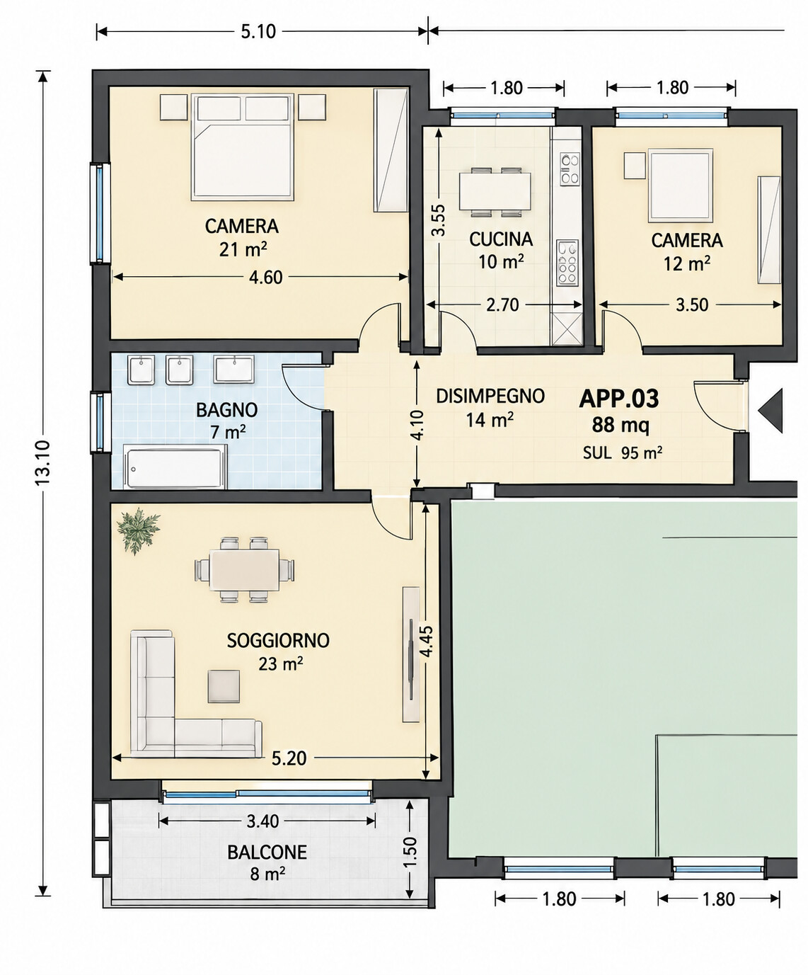 Appartement de 2 ½ pièces