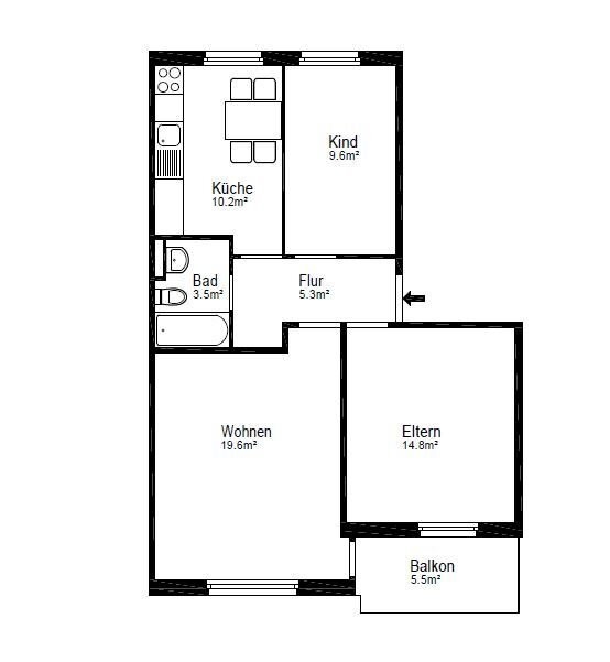 3 rooms apartment