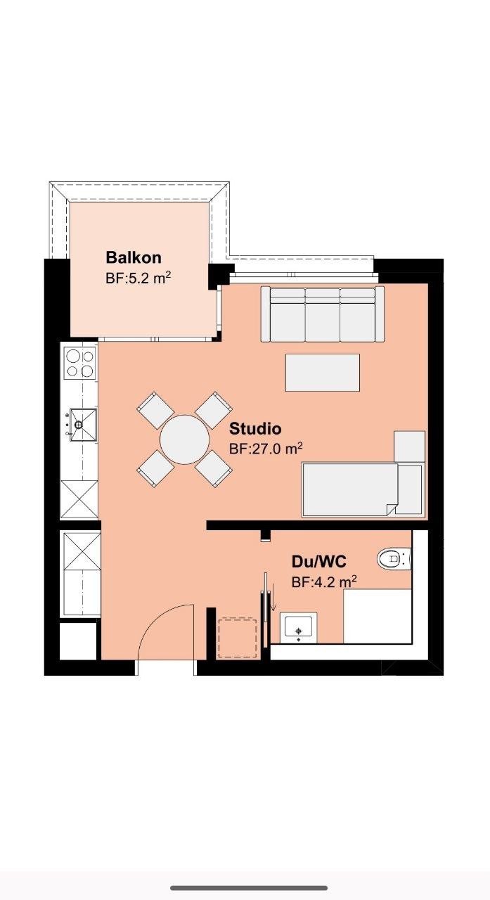 1 ½ rooms apartment