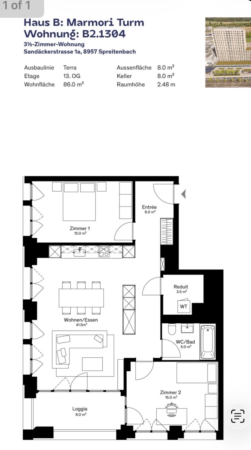 3 ½ rooms apartment