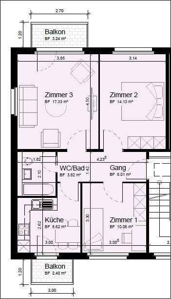 3 rooms apartment
