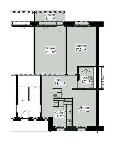 3 rooms apartment