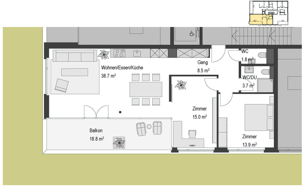 3 rooms apartment