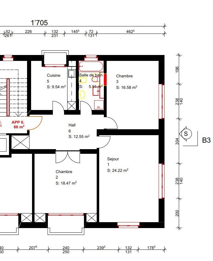 3 rooms apartment, photo 5 of 5